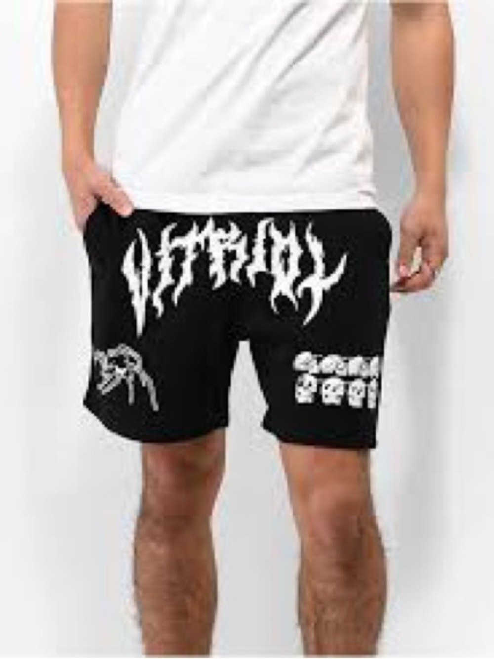 Vitriol Chris Black with White Skulls and Spider Graphics Sweat Shorts Size XL